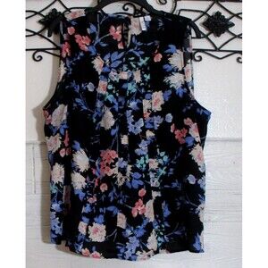 Elle Women's Top Size XL Sleeveless Multicolored Floral Round Neck